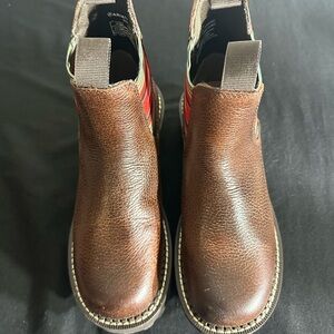 Ariat NWOT Brown Leather Chukka Boots with Red & Green Accent